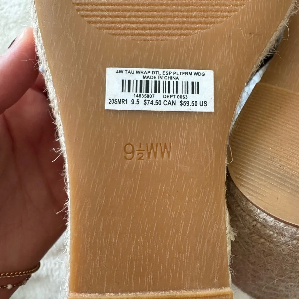 Torrid taupe platform Espadrille wrap Sandals with Ribbon Ties size 9.5 wide
